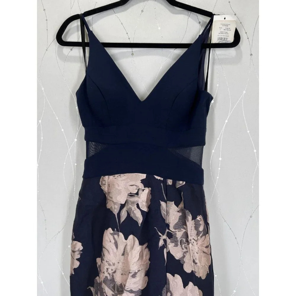 NWT Xscape Navy Floral Brocade Mermaid Gown $249 - Picture 6 of 16